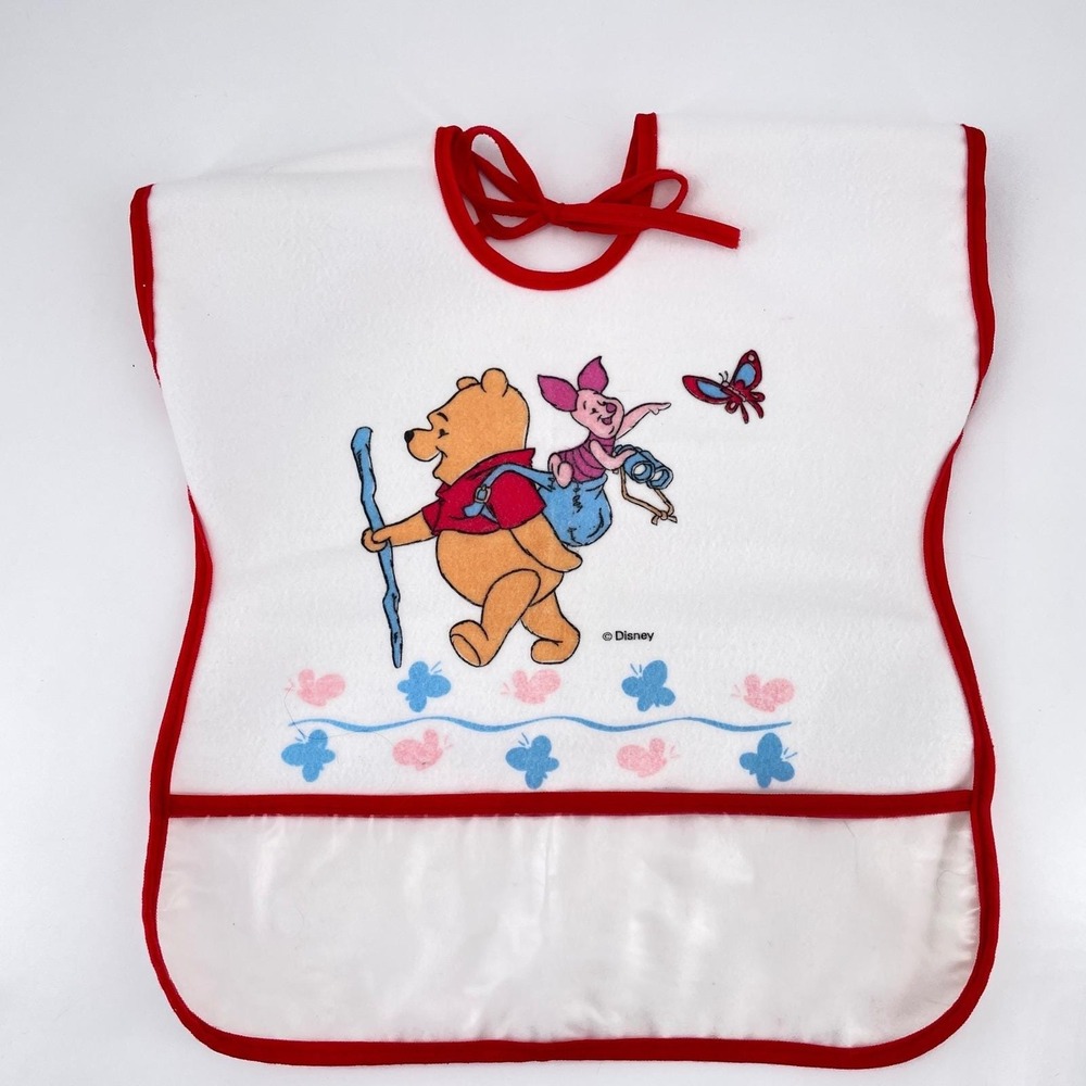 Disney Winnie Pooh Vinyl Back Baby Bib Crumb Catcher Full Coverage First Years